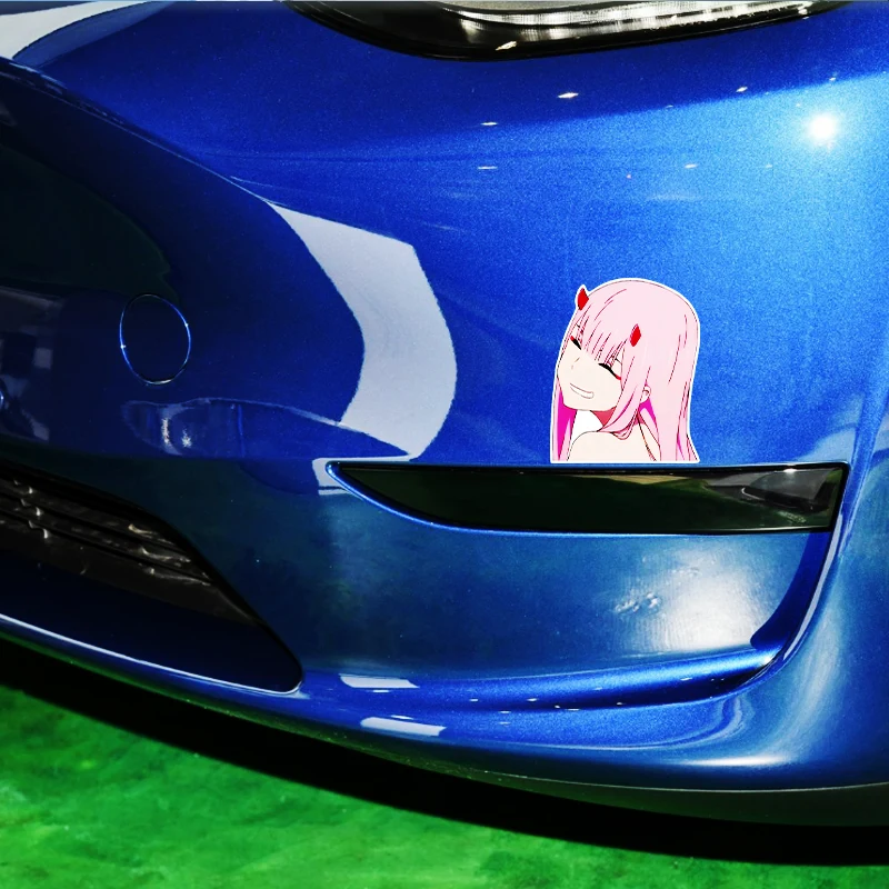 for Zero Two Car Stickers Waterproof Anime Girl Decals Creative JDM Accessoires Windshield Funny Decor