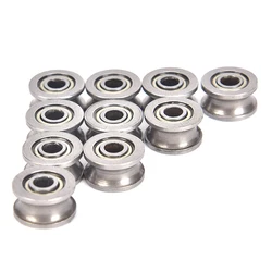 10pcs U624ZZ U Groove Ball Bearing Guide Pulley for Rail Track Linear 4*13*7mm