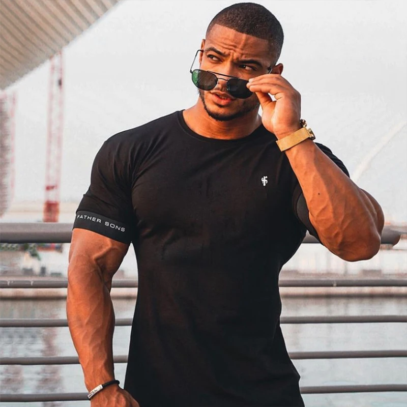 Running Shirt Men Short Sleeve Sport Workout Training Tshirt Tops Male Fitness Gym Shirt Men Male Sportswear Summer Mens T-shirt