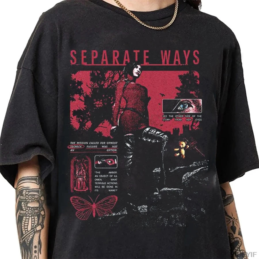 Camiseta Oversized de Algodão com Estampa Acid Wash Resident Evil 2 Leon Claire RPD Station 2026 para Homens e Mulheres
