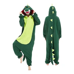 Cartoon Dinosaur Jumpsuit Pajamas Polar Fleece Funny Animal Onesies Autumn Winter Kawaii Dinosaur Spine Tail Hooded Sleepwear