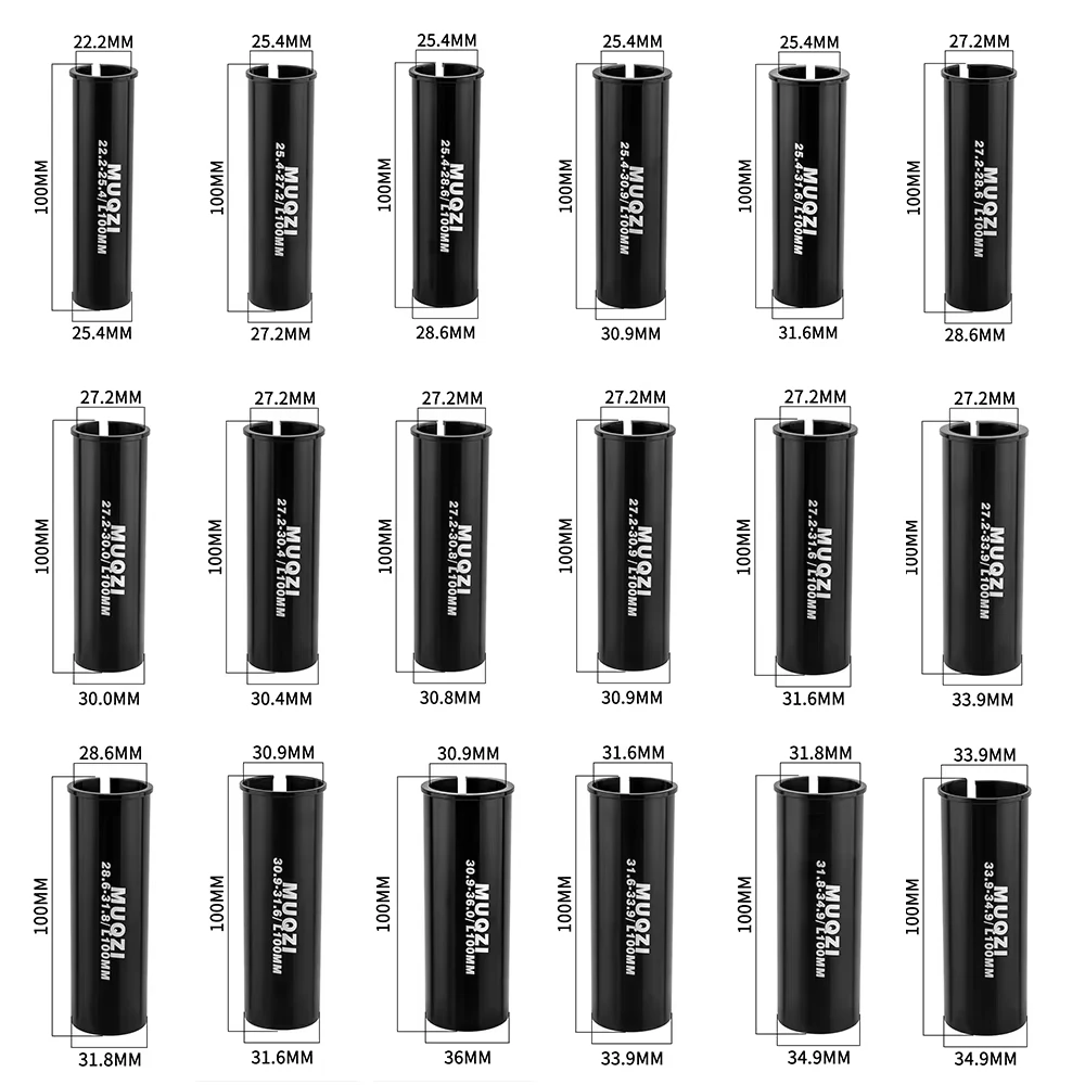 100mm Long Seatpot Shim 22.2 25.4 27.2 31.8 33.9 to 28.6 30 30.4 30.9 31.6 31.8 33.9 34.9 36 Seat Post Tube Adapter