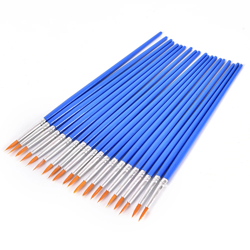 10Pcs Nylon Hair Artist Paint Brush Acrylic Watercolor Round Fine Hand Point Tip