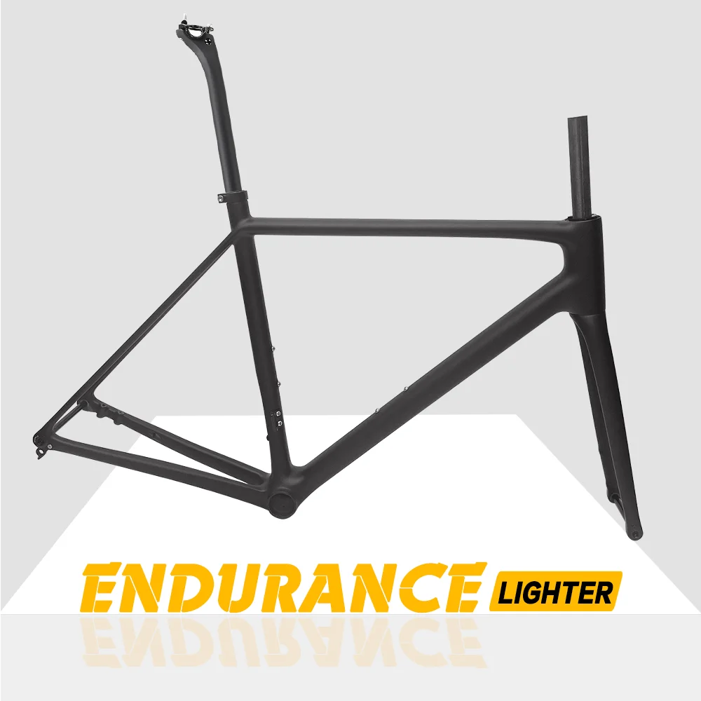 Ultralight 800g Toray T1200 Carbon Road Bike Frame Disc Brake BB386 Max 32C Tire Di2/Mechanical Endurance Geometry Frameset
