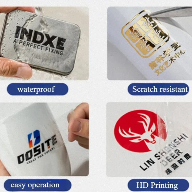 100PCS Custom 3D Logo Sticker UV Transfer Gold Silver Waterproof Stickers Personalized Adhesive Metal DIY Decal Brand Letters