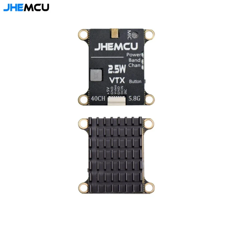 JHEMCU-transmisor FPV ajustable con micrófono incorporado, disipador de calor 2-6S, 30x30mm, 2,5 W, VTX, 5,8G, 40 canales, para avión RC, FPV, de largo alcance