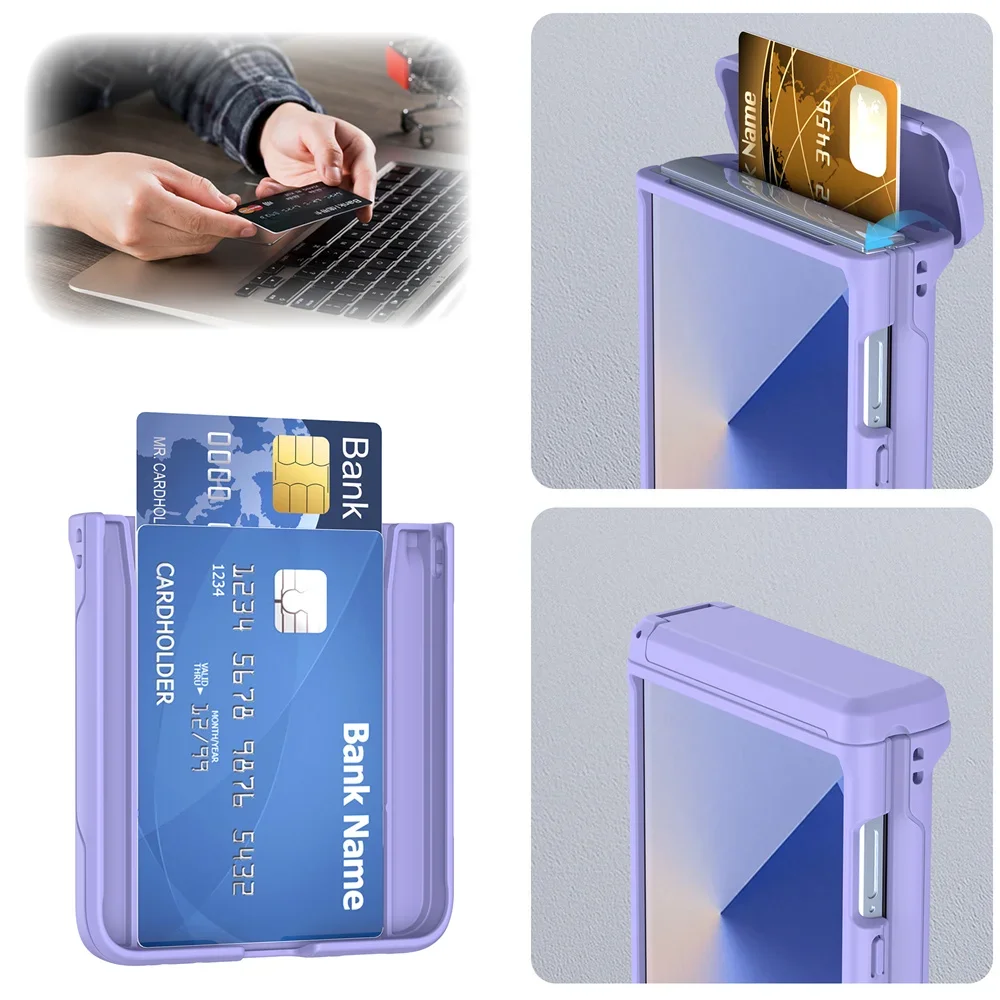 Luxury Frosted Hard Phone Case For Samsung Galaxy Z Flip 8 7 Card Slot Invisible Holder Hinge Full-pack Shockproof Protect Cover view 4