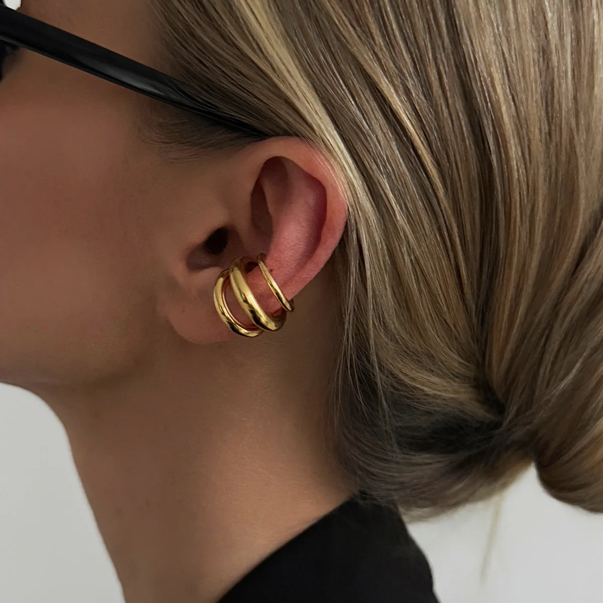 Ear Cuff Stainless Steel Polished Geometric Clip on No Piercing Adjustable Durable Versatile Party Beach Women Premium