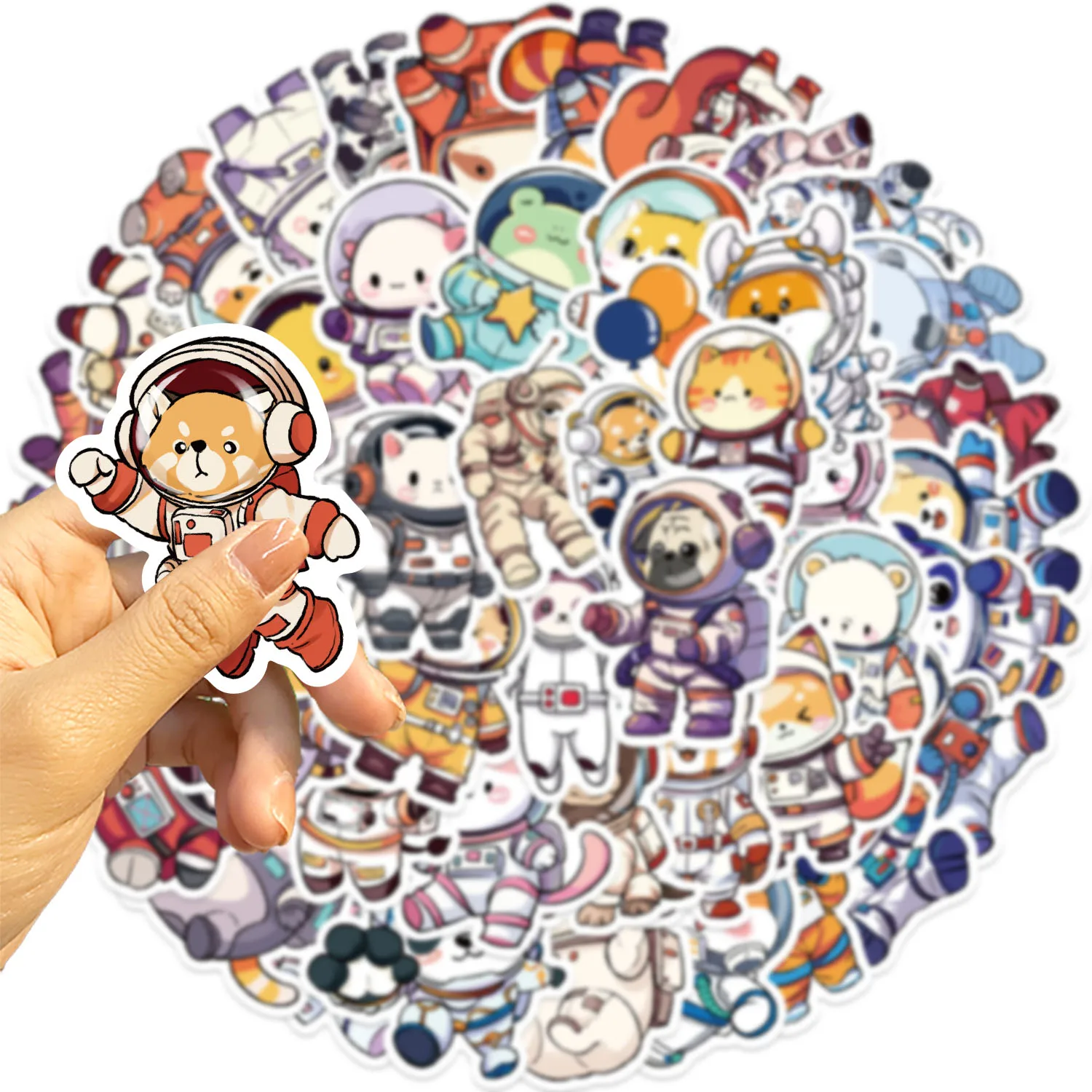 50PCS Fun Cartoon Animal astronaut Stickers Scrapbooking Collage Material Phone Cases Guitar Notebooks DIY Decorative