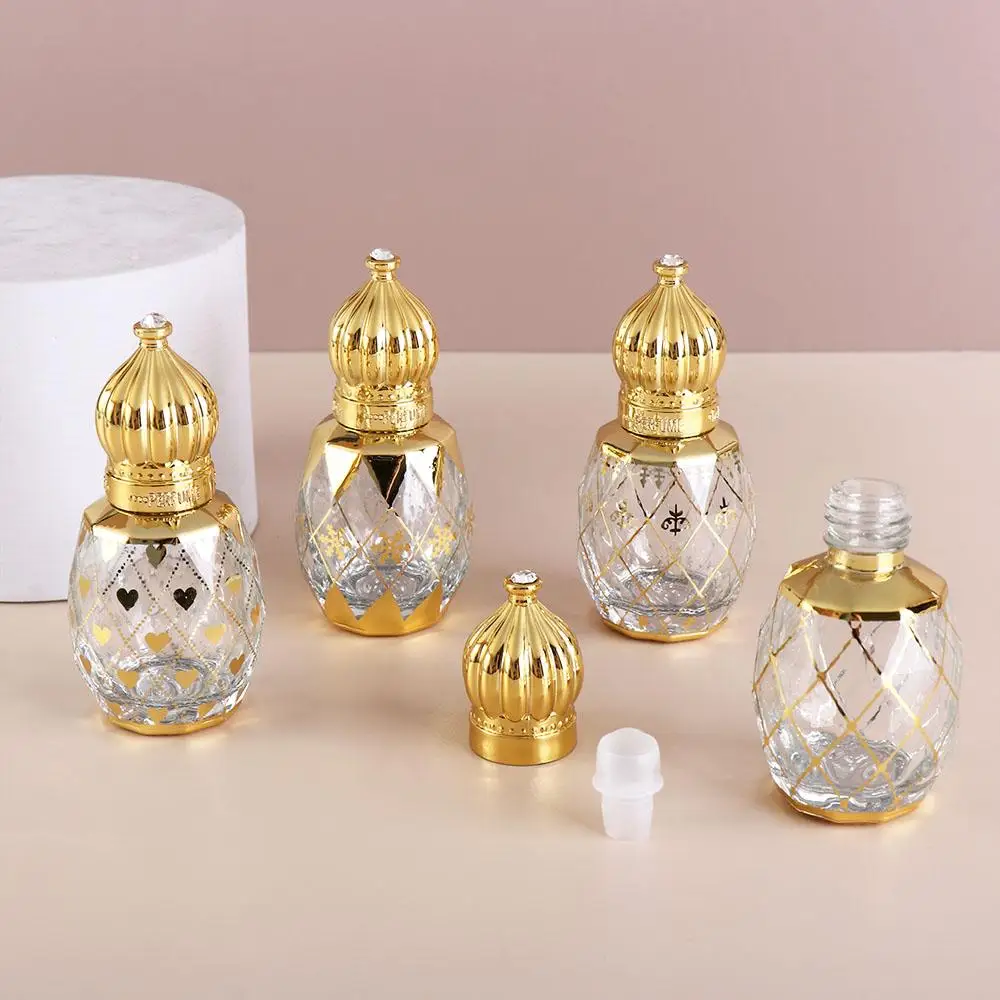 10ml Glass Roll on Bottle Mini Essential Oil Container Portable Blending Perfume Bottle Gold Empty Roll-On Bottles