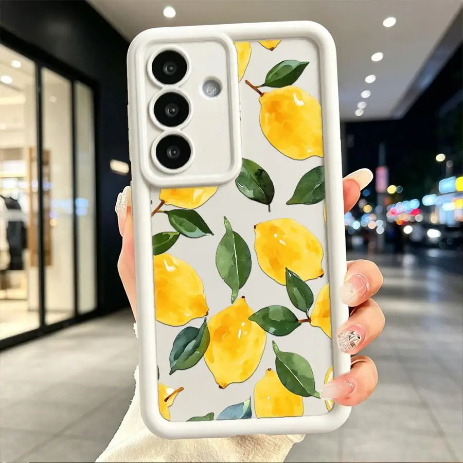 Yellow Lemon Leaf Phone Cover Case for Samsung Galaxy S26 S23 S21 S25 Note 20 Ultra S22 Plus S20 FE S24 ultra