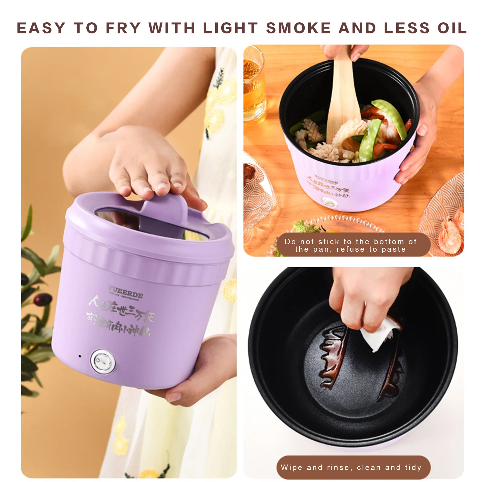 1.2L 220/110V Mini Electric Cooker Household Student Dormitory Mini Non-stick Pan Hot Pot Rice Cooker Multifunction Cooking Pot