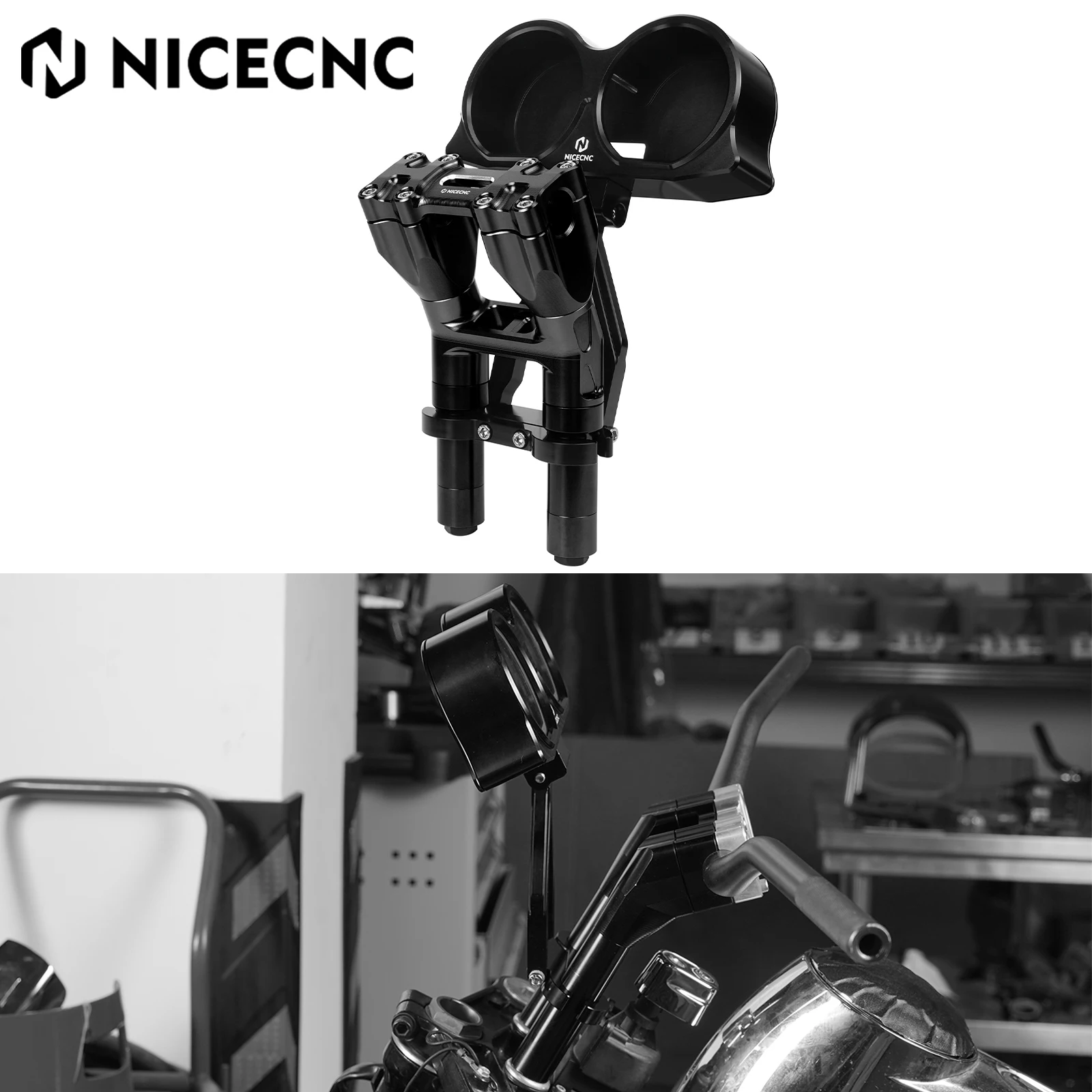 

For Harley Road Glide FLTRX FLTRXS ST FLTRXST 2015-23 Speedometer Tachometer Gauges Relocation Bracket Kickback Handlebar Riser