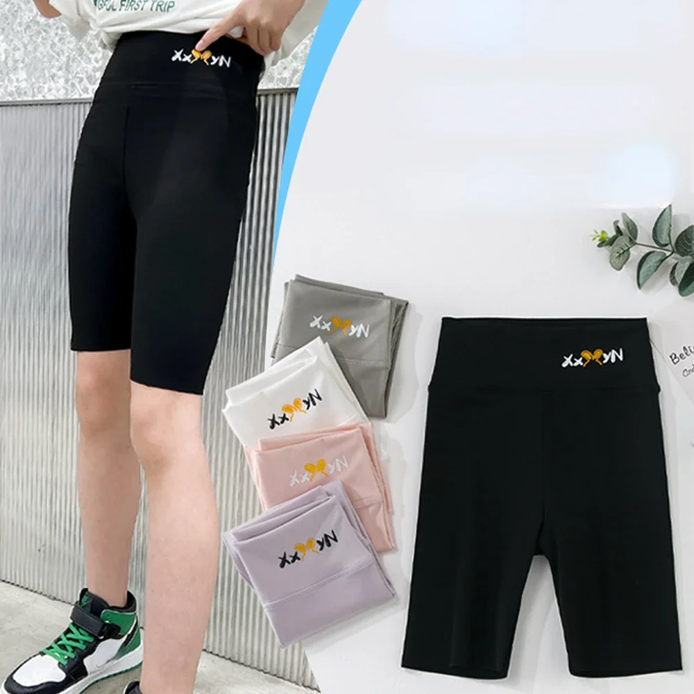 Girls Shorts Teeangers Bottom Leggings Kids Knee Length Pants 2024 Summer 2-12Years Children's Candy Color Yoga Trousers