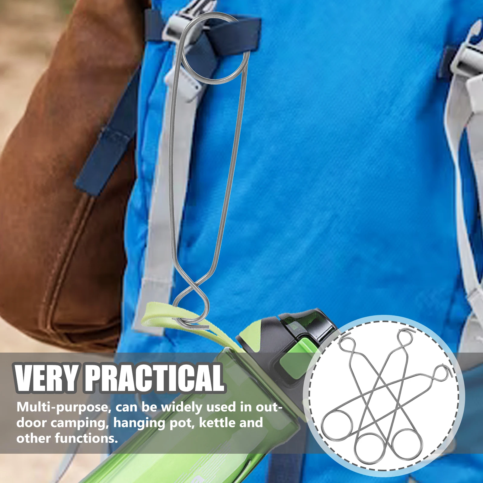 3Pcs Fishing Stainless Steel Durable Fish Lip Opener Outdoor Water Bottle Hanger Fish