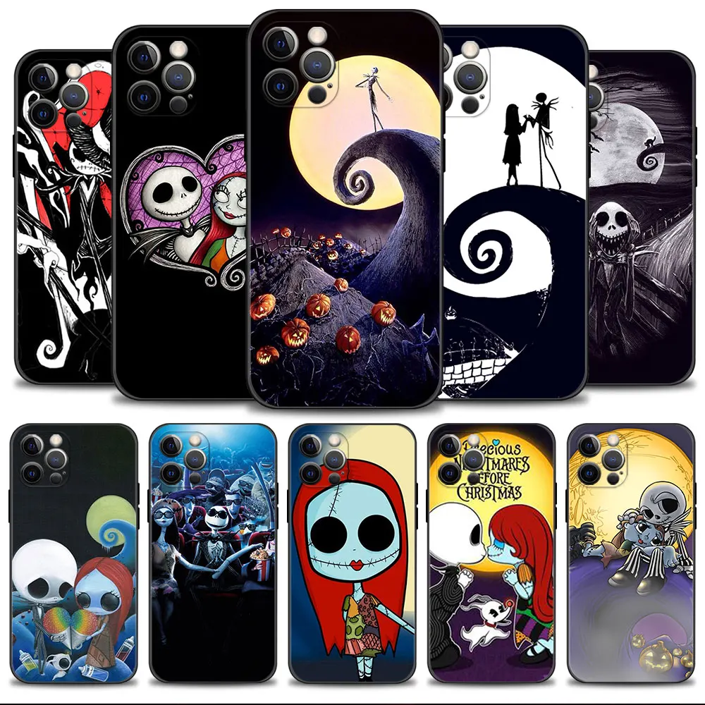 Disney Phone Case For iPhone 14 11 13 12 Pro Max 8 Plus XR X XS 13mini 12mini Silicone Cover Nightmare Before Christmas