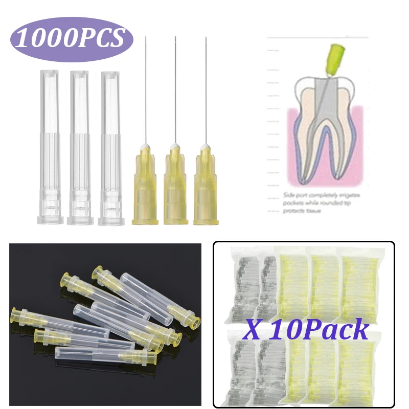 

1000Pcs Dental Irrigation Needle Sterile Endodontic Irrigation Needle Tips 30Ga Plain Ends Notched Endo Needle Tip Syringe