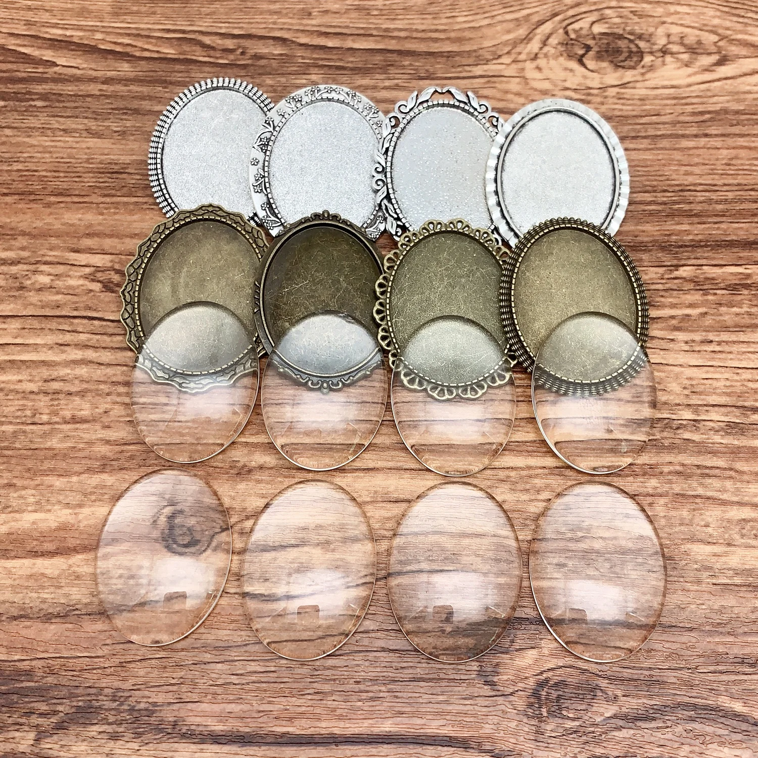 Fit 30x40mm Oval Cabochons Brooch Blank Bezel Vintage Base Set For DIY Jewelry Making Handmade Accessories 5pcs K06412