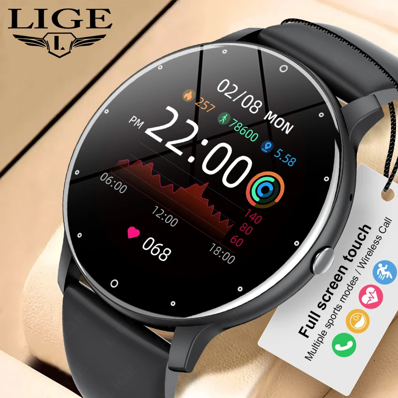 LIGE Smart Watch Men Women Full Touch Screen Sport Fitness Watch Man Waterproof Bluetooth Call For Android IOS Smartwatch Men