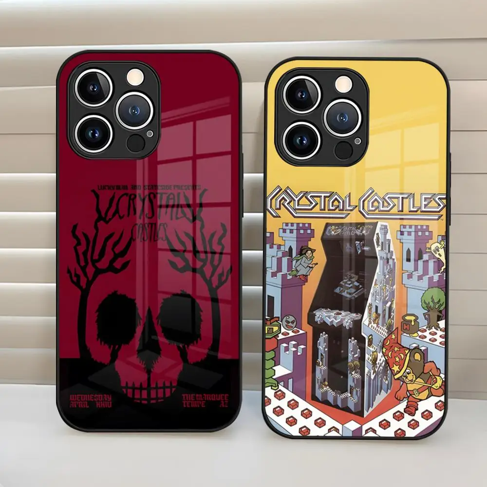 Стеклянный чехол для телефона Band C-Crystal Castles для IPhone 17 15 Pro Max 14 Pro 16 12 11 13 Mini X XR XS 8 7 Plus SE