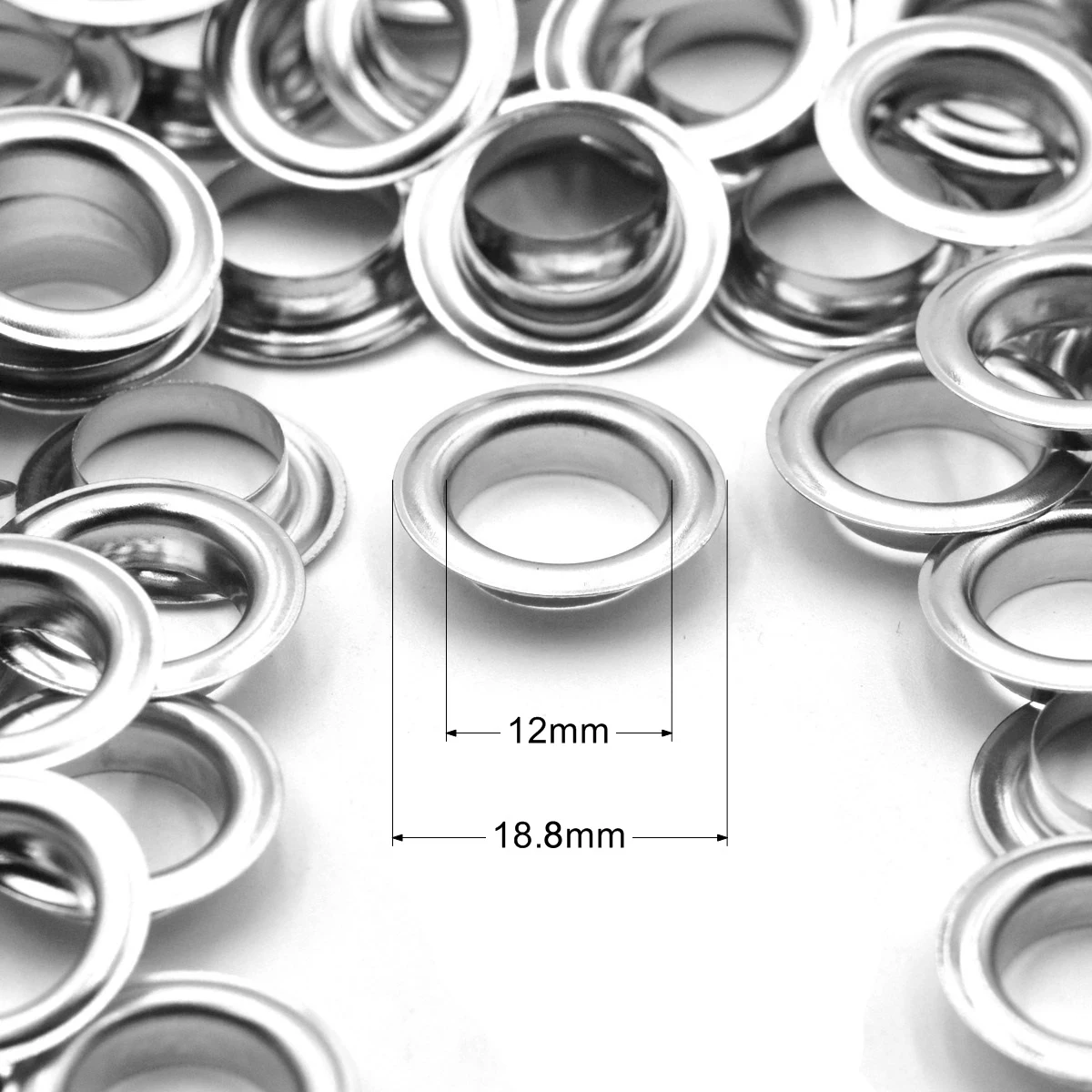 KALASO 30sets 12mm Brass Material Silver Color Flat Edge Grommet Eyelet With Washer Fit Leather DIY Craft Shoes Belt Cap