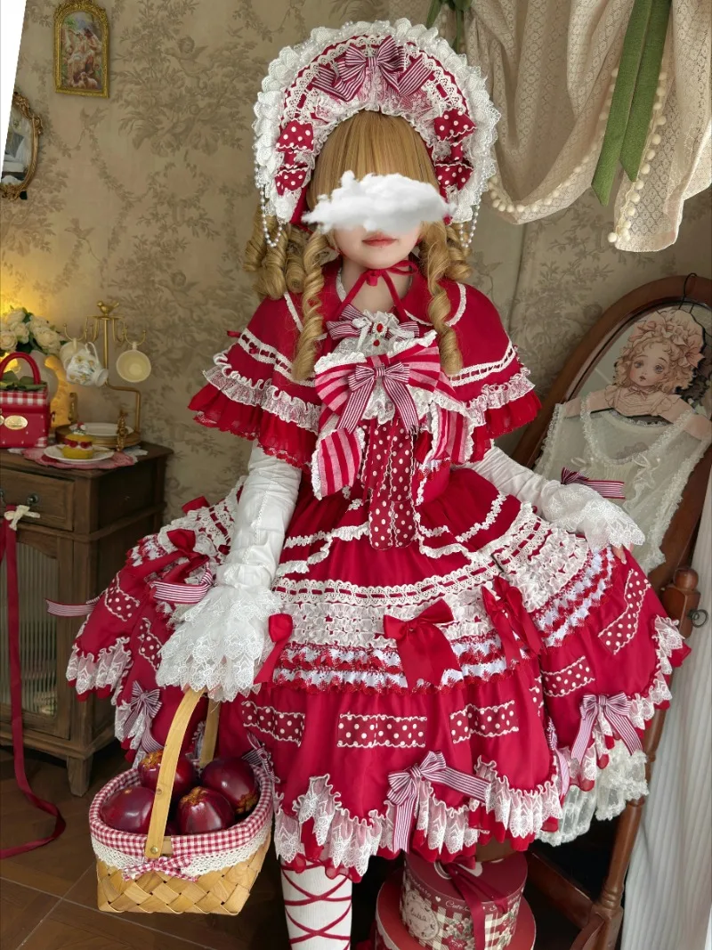 

Sweetheart Lolita Princess Dress Cute Bow Patchwork JSK Multi-layer Dresses High-end Elegant Birthday Dress for Women New Year