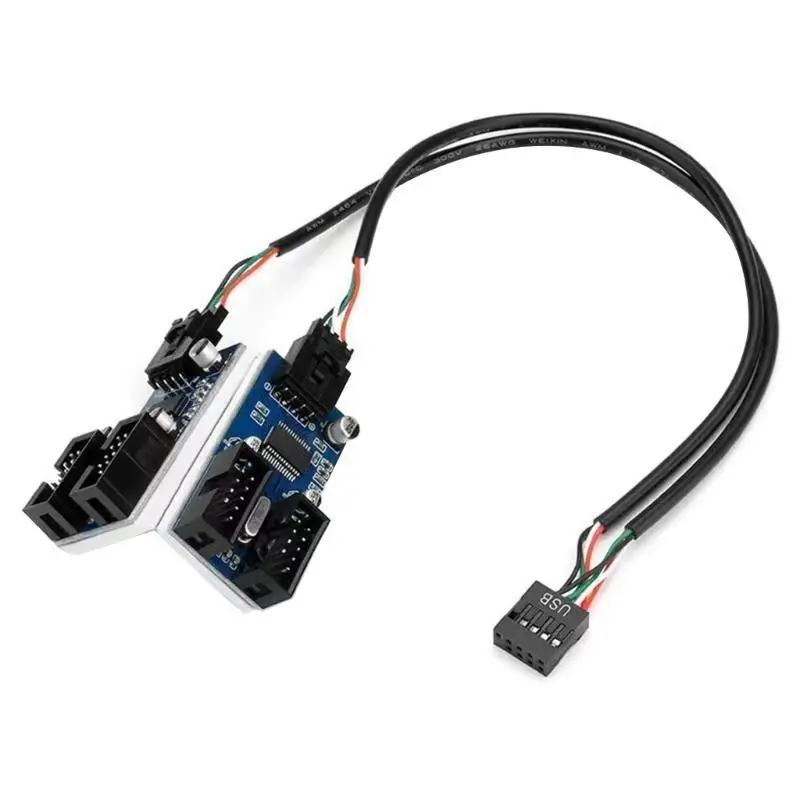 652F Increase USB Access Flexible 9Pin Motherboards Port Extender 9Pin USB Splitter