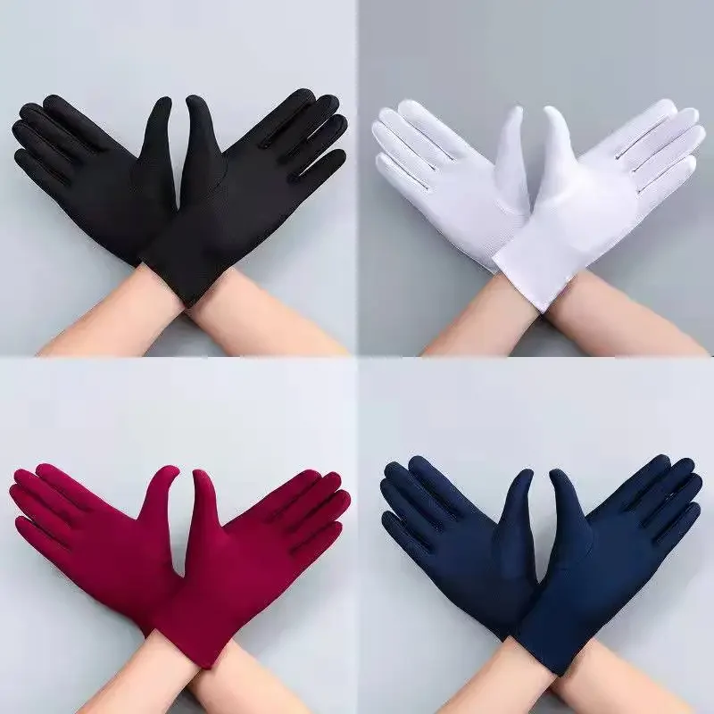 New Autumn Summer Thin Ice Silk Gloves Spring Cycling Driving Black White Gloves Training Sun Protection Handschuhe Work Gloves