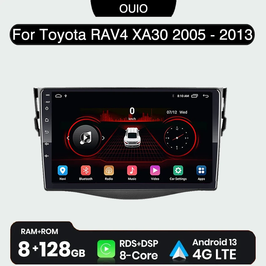 

2DIN Android 13 radio For Toyota RAV4 RAV 4 XA30 2005-2013 Car stereo Multimedia Player Carplay Auto GPS Navigation DSP NO DVD