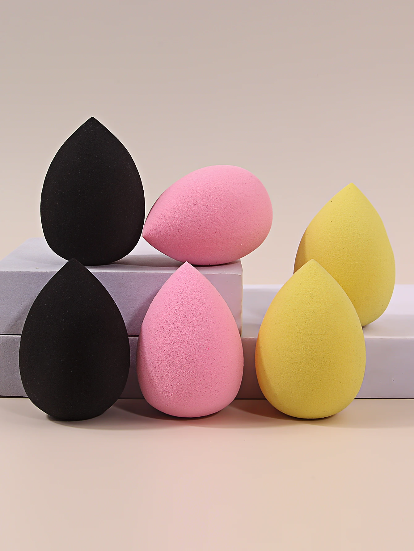 6 uds huevo de belleza de gota de agua de 3 colores, corrector de base de doble propósito suave, húmedo y seco sin látex, fácil de usar para principiantes