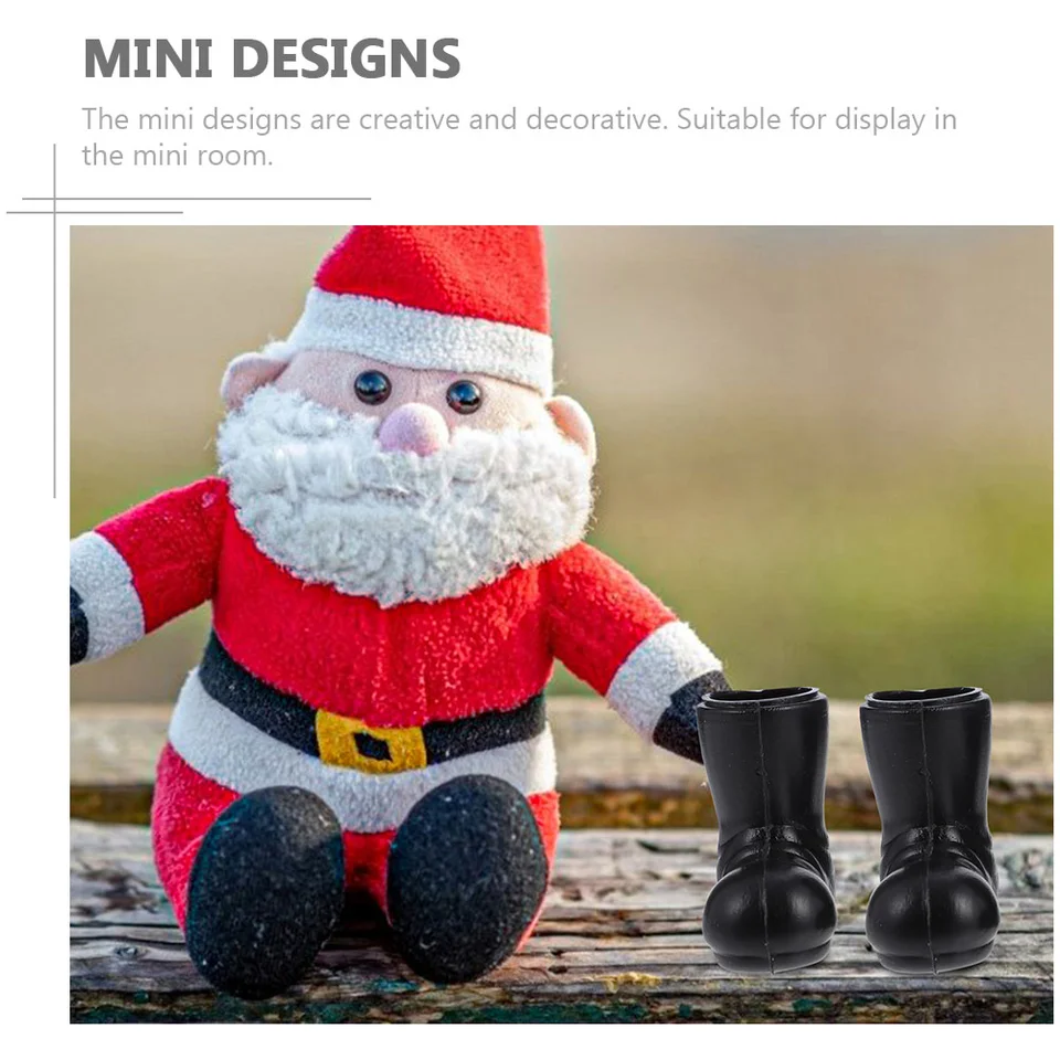 3 Pares De Mini Botas De Nieve Para Muñecas – Terciopelo De Algodón – Colores Rojo, Verde Y Negro – Decoración Navideña