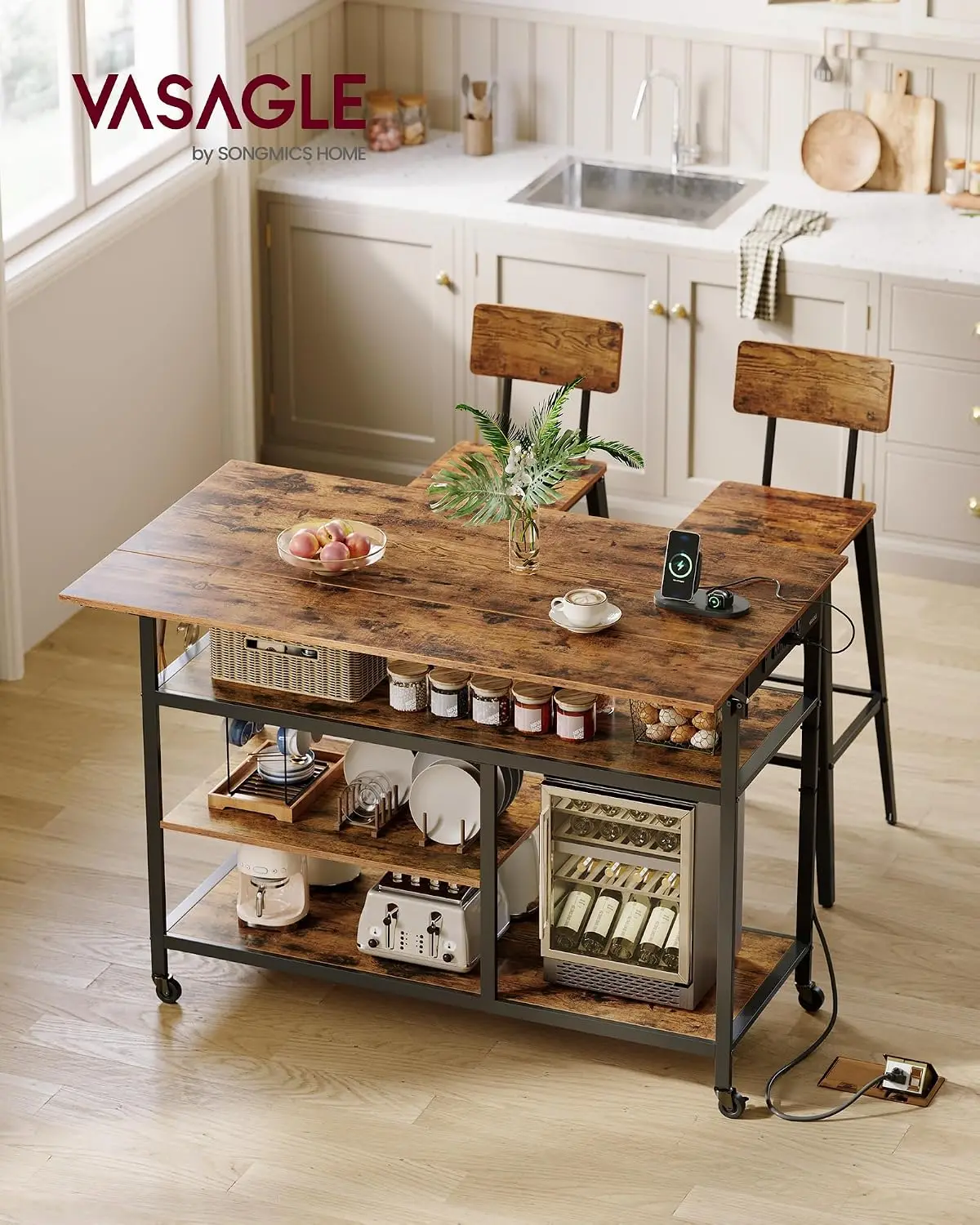 Kitchen Island with Drop Leaf, 47.2
