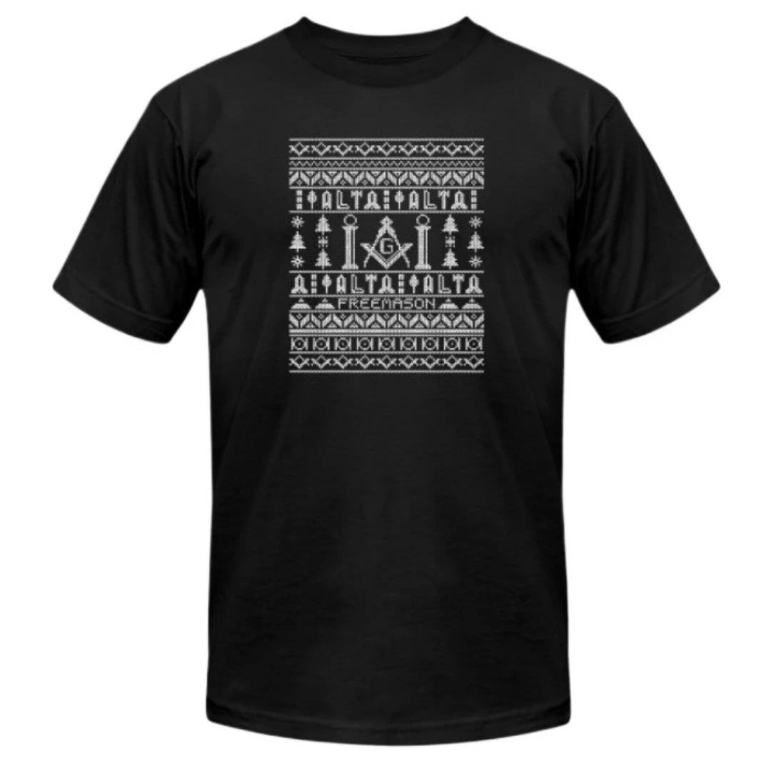 

Masonic Ugly Christmas Sweater Design Freemason T-Shirt 100% Cotton O-Neck Summer Short Sleeve Casual Mens T-shirt Size S-3XL