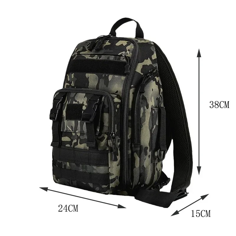 Backpack Tactical Waterproof Multifunctional Single Shoulder Bag Fishing Tackle Bag Pack Chest Bag for Camping Hiking Hunting