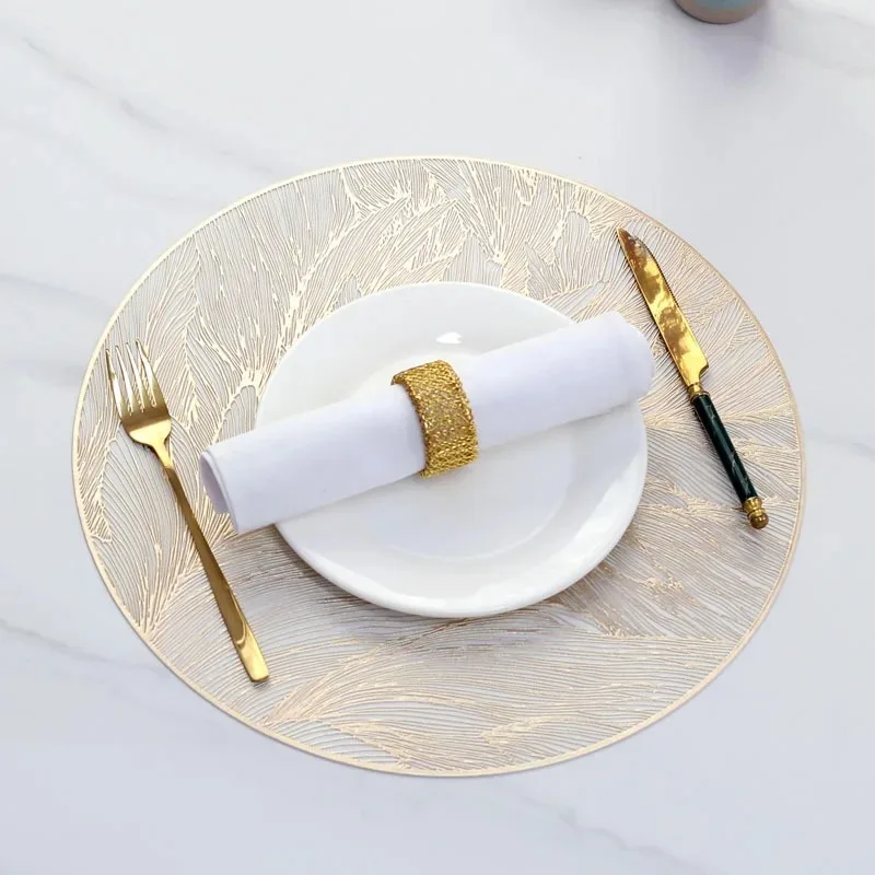 Placemats Set of 1/4Pc Light Luxury Placemat Table Mat Wide Application PVC Table Decor Round Protector Mat Heat Resistant Pad