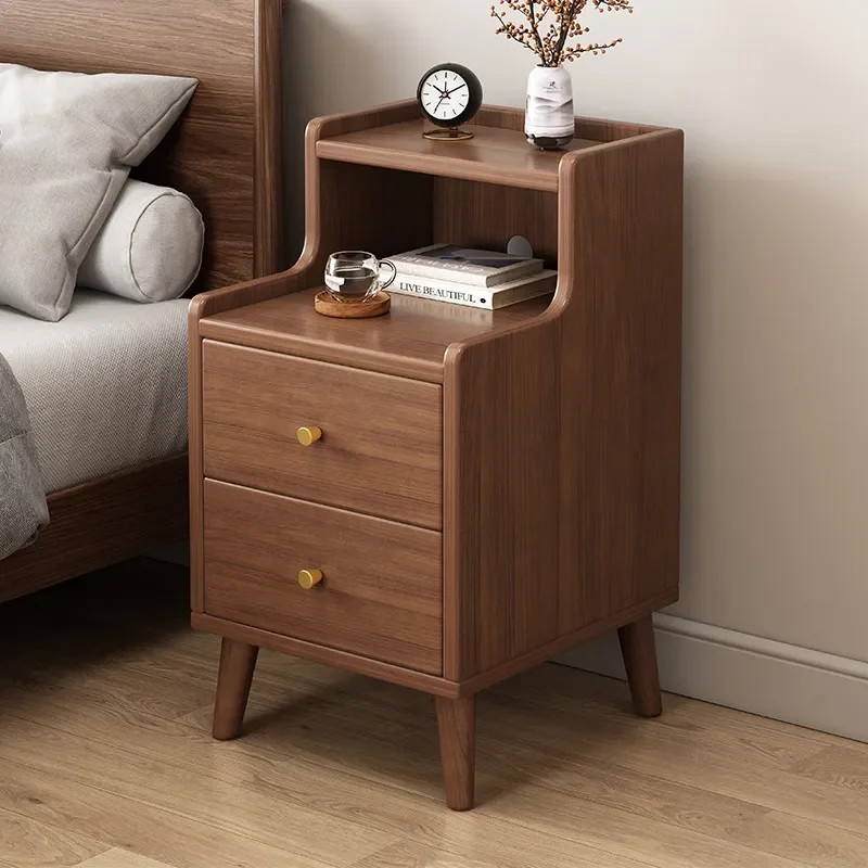 for New Chinese Style Ultra Narrow Bedside Table Small Low Side Cabinet Multi Function Storage Rack for Bedroom