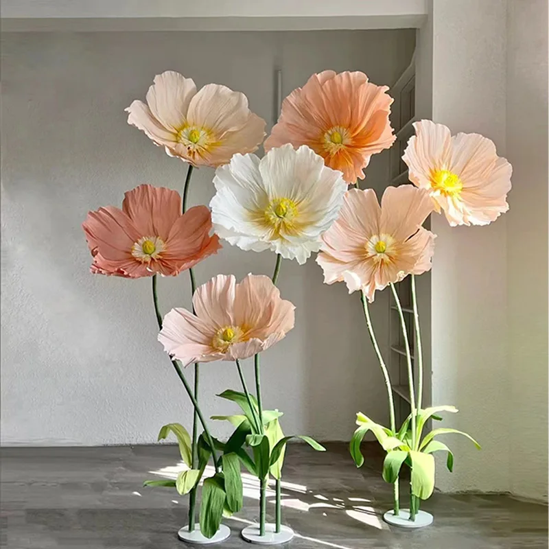 

3-7pcs Mall Shop Wedding Backdrops Aisle Decoration Prop Handmade Paper Flower Beauty Event On-Site Decor Art Artificial Floral