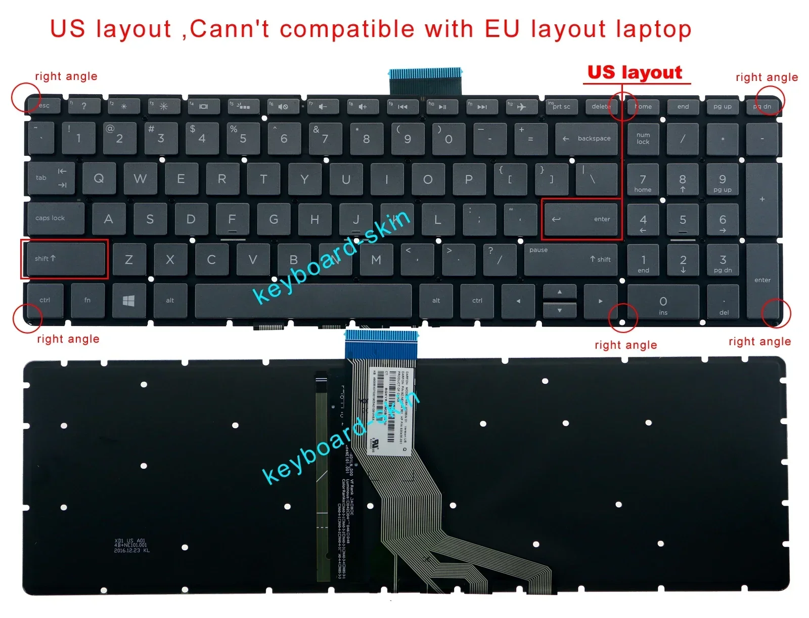 New US Keyboard no-frame with backlit for HP 15-BR 15-CC 15-CCxxx 15-CD 15-BR 15g-BX 15q-BU 15q-BY 15-ef 15-bs 15-cc 15-cd 15-ck