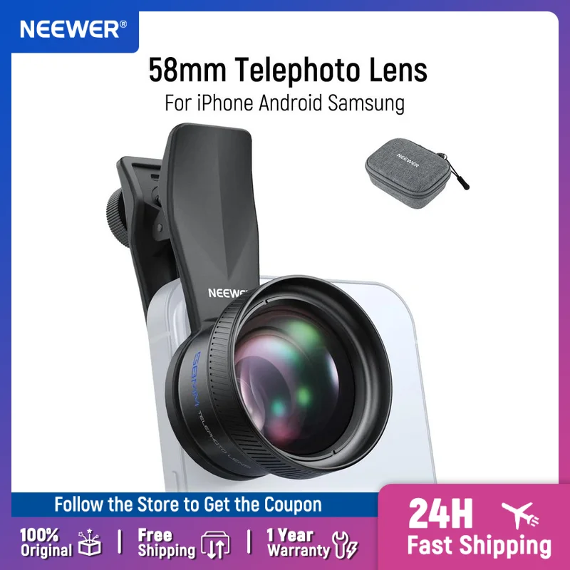 

NEEWER 18mm Wide Angle Lens with 17mm Threaded Phone Camera Lens Clip for iPhone Android Samsung for Mobile Photography