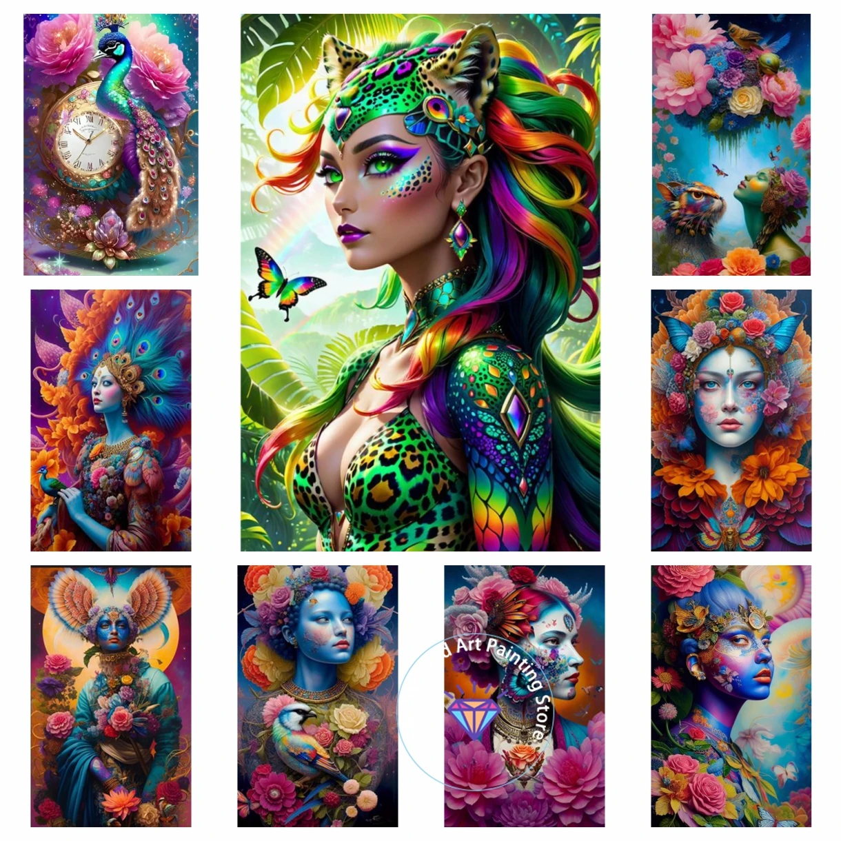 

New 5D AB Diamond Painting Kit Women's Bird Flower Drilling Animal Cross Embroidery Fairy Mosaic Embroidery Home Decor Gift