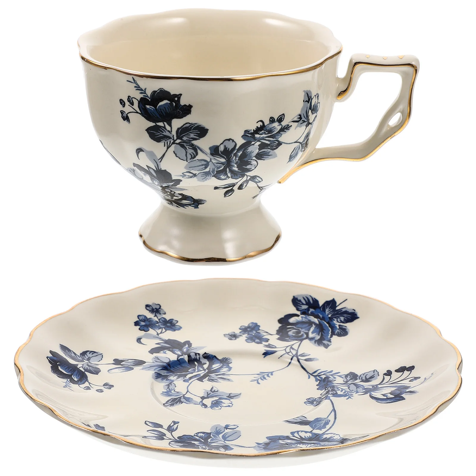 

1Set Ceramic Coffee Cup Saucer European Style Delicate Milk Mug Water Cup Suitable Home Office Cafe Use Vintage Tea Cups