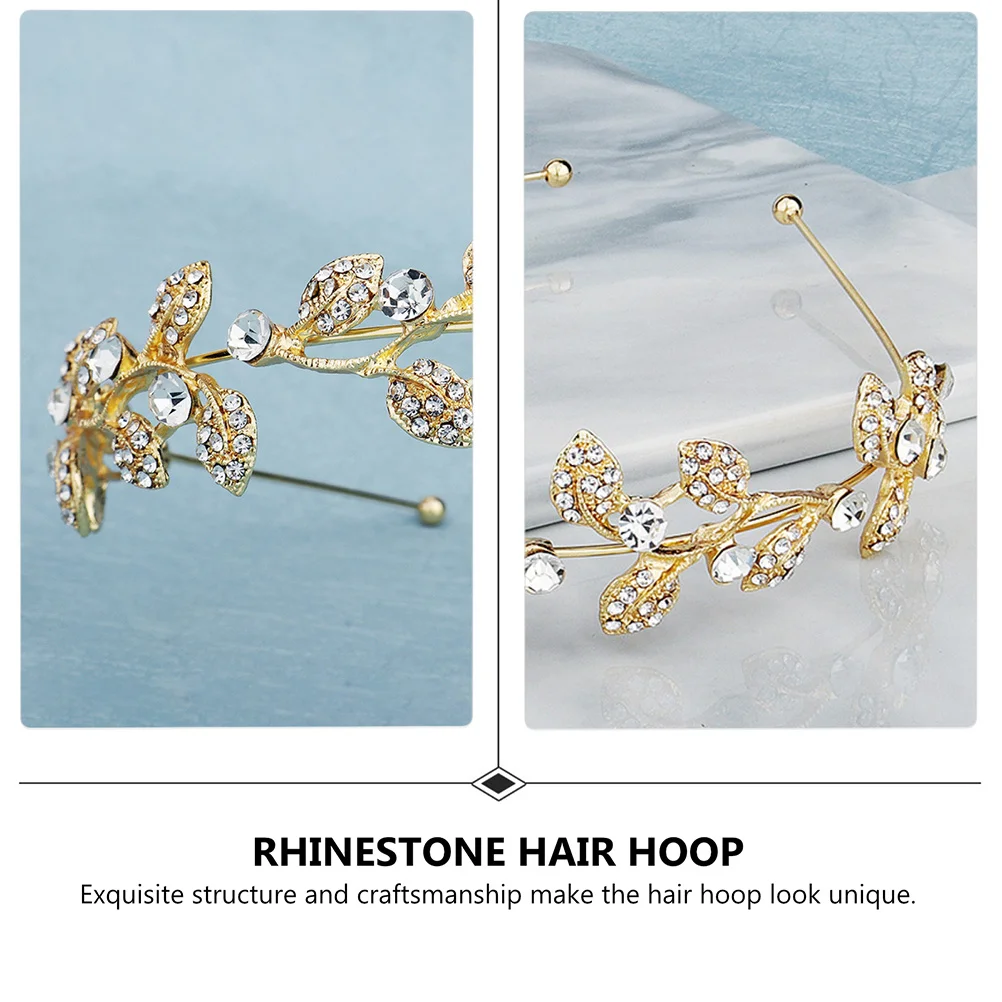 

1 pc Leaf-Shaped Rhinestone Hoop Stylish Headband Bridal Ornament Alloy Hair Adornment Wedding Accessory Photo Prop Hair