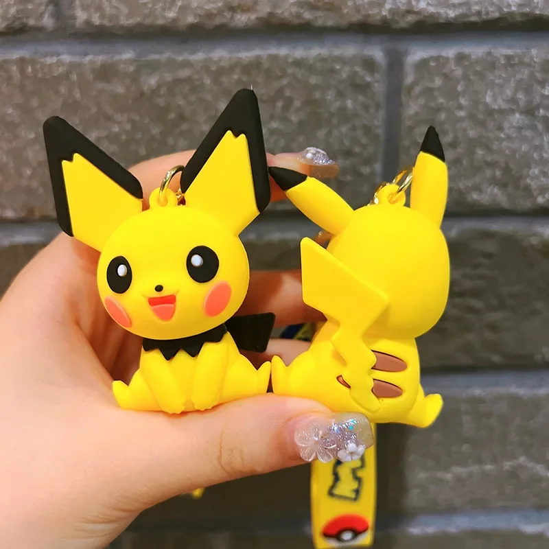 Pokemon Keychain Pikachu Anime Action Figure Toy Kawaii Cartoon Fashion Charmander Psyduck Doll Keyring Car Bag Pendant Kid Gift image 5