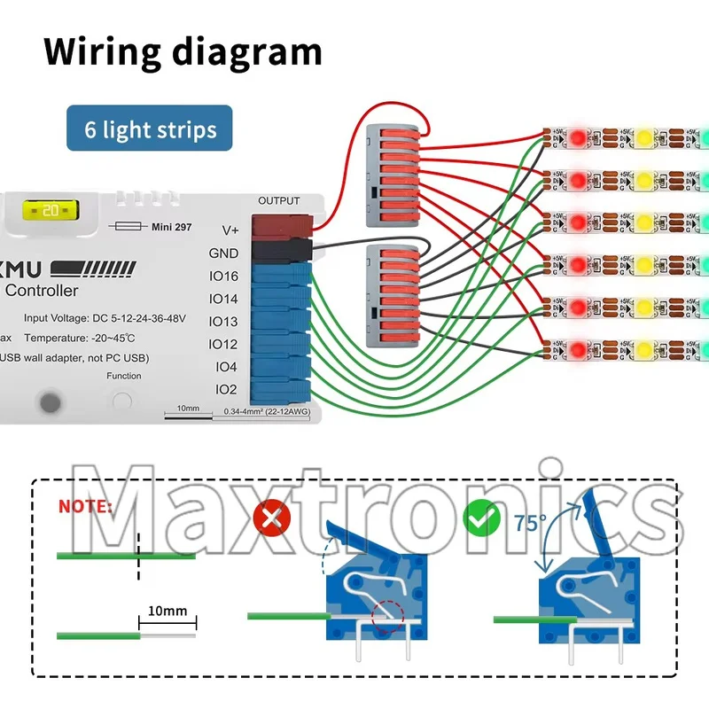 GL‑C‑619WL Elite 6D-EXMU 6-Channel WLED Controller ESP32 Ethernet Music Sync Built-in Relay PDM Mic GLEDOPTO for WS2811 WS2812