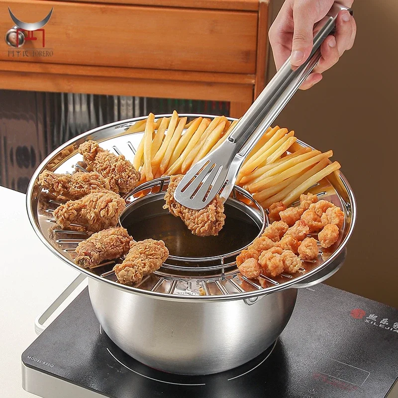 

Household thickened upper pot oil filter large pot universal anti-scalding and splash-proof 304 stainless steel oil drain pan