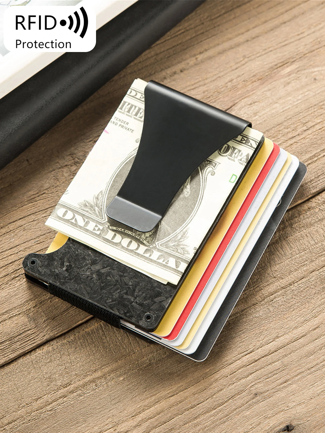 Carbon fiber forged aluminum credit card holder wallet RFID women's and men's intelligent pop-upminimalistwalletblackmetalwallet