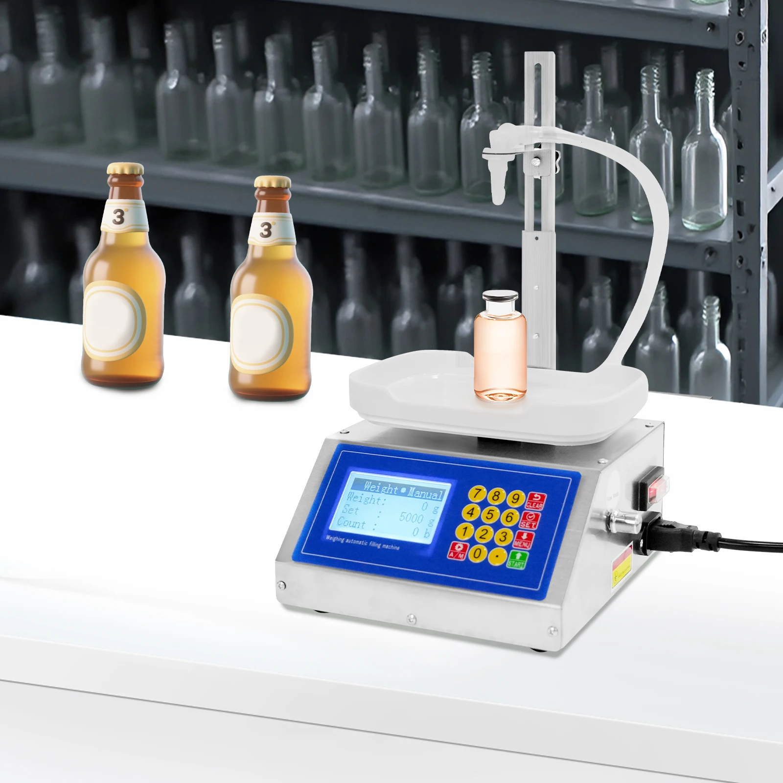 

30W Quantitative Liquid Filling Machine, Liquid Filling Machine with Diaphragm Pump 110V LCD Dispaly for Filling Dilute Liquids