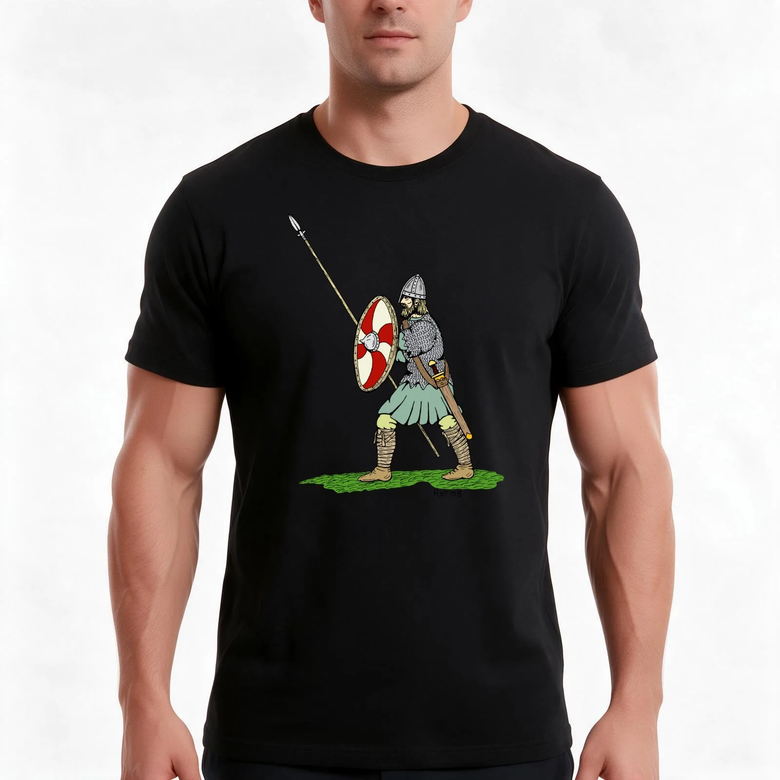 Medieval English/Saxon Warrior T-Shirt, Summer Casual Cotton Tee, Oversized Streetwear Tops, Vintage Graphic Print, 100% Cotton