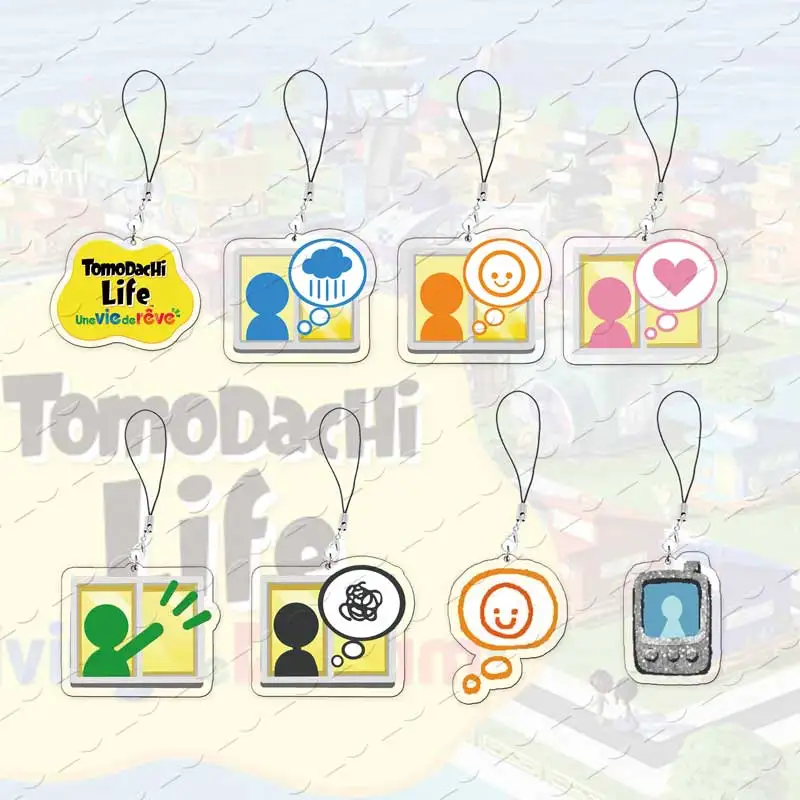 Colgante Pequeño de Acrílico de Videojuego Tomodachi Life, Cadena para Teléfono, Abalorios para Móvil, Regalos para Fans y Gamers