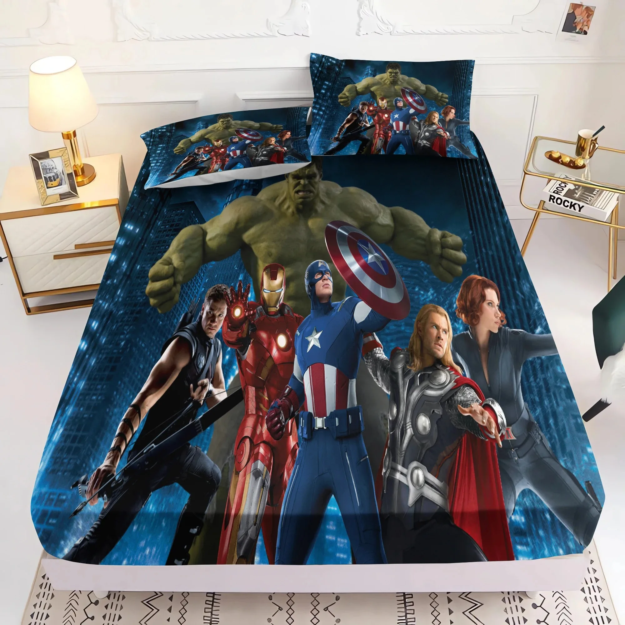 The Avengers 3 pezzi biancheria da letto, coprimaterasso con angoli Disney Hero, ragazzi adulti con lenzuolo elastico